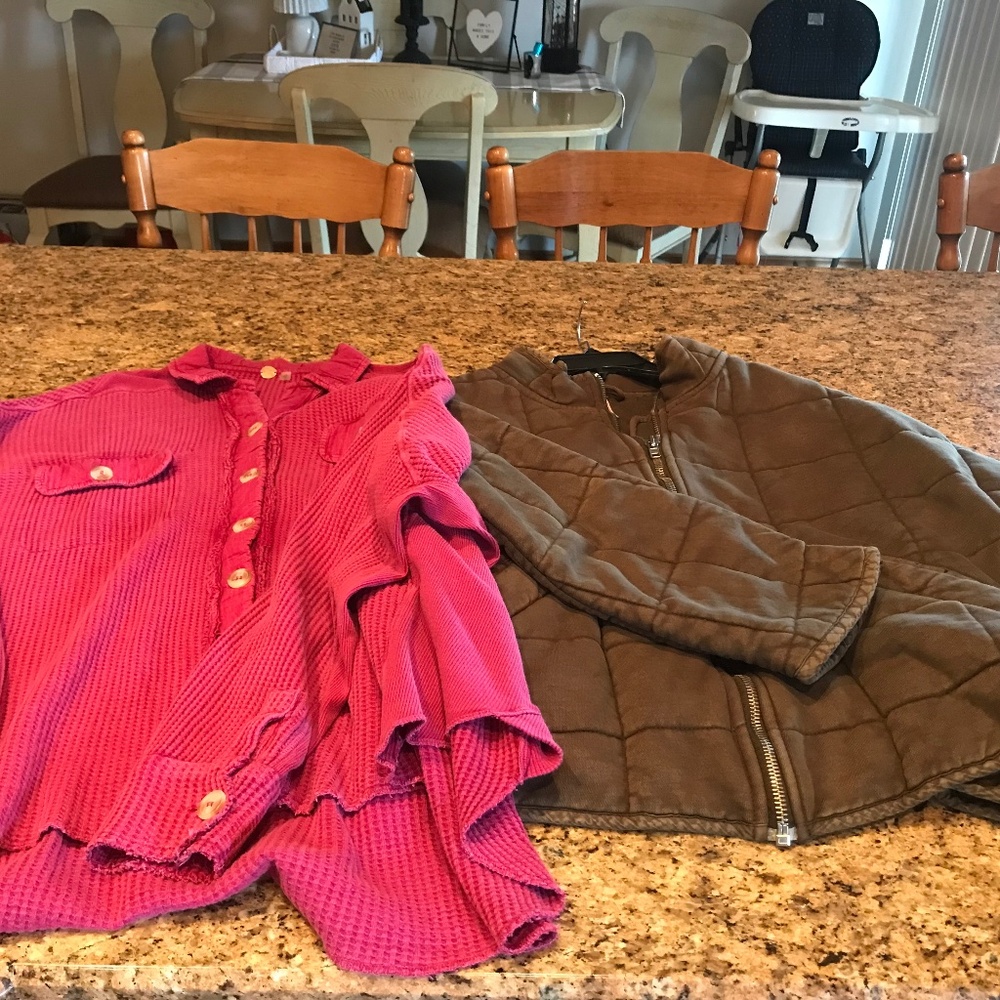 Free People We the Free Dolman Sleeve Quilted Jacket Size M Bonus Scout Jacket